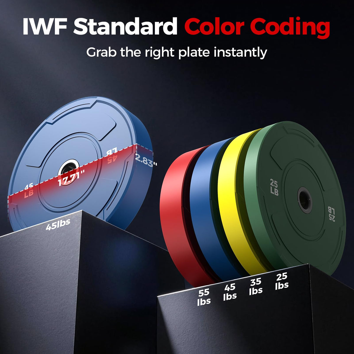 2-Inch Olympic Bumper Plates Set, Colored Virgin Rubber Weight Barbell Plates for Strength Training, Home Gym Weightlifting