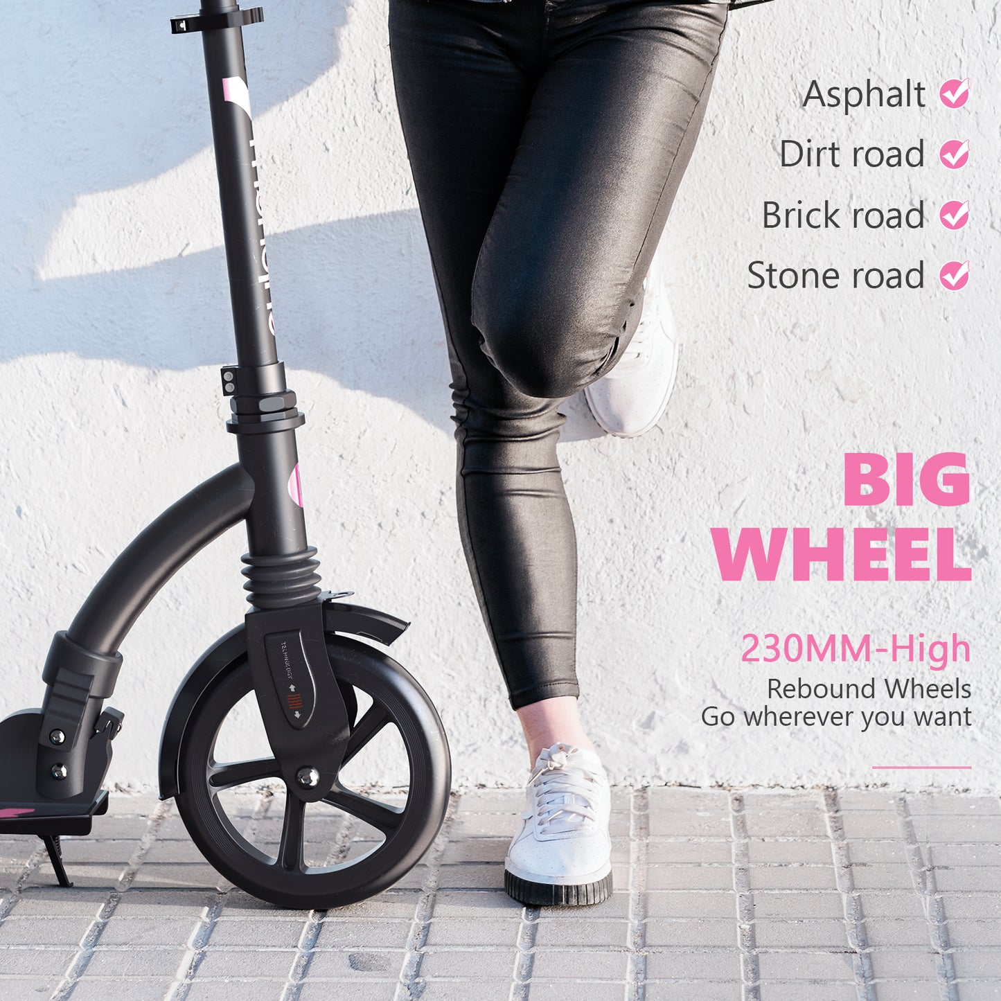 WAYPLUS Kick Scooter for Teens & Adults,Pink
