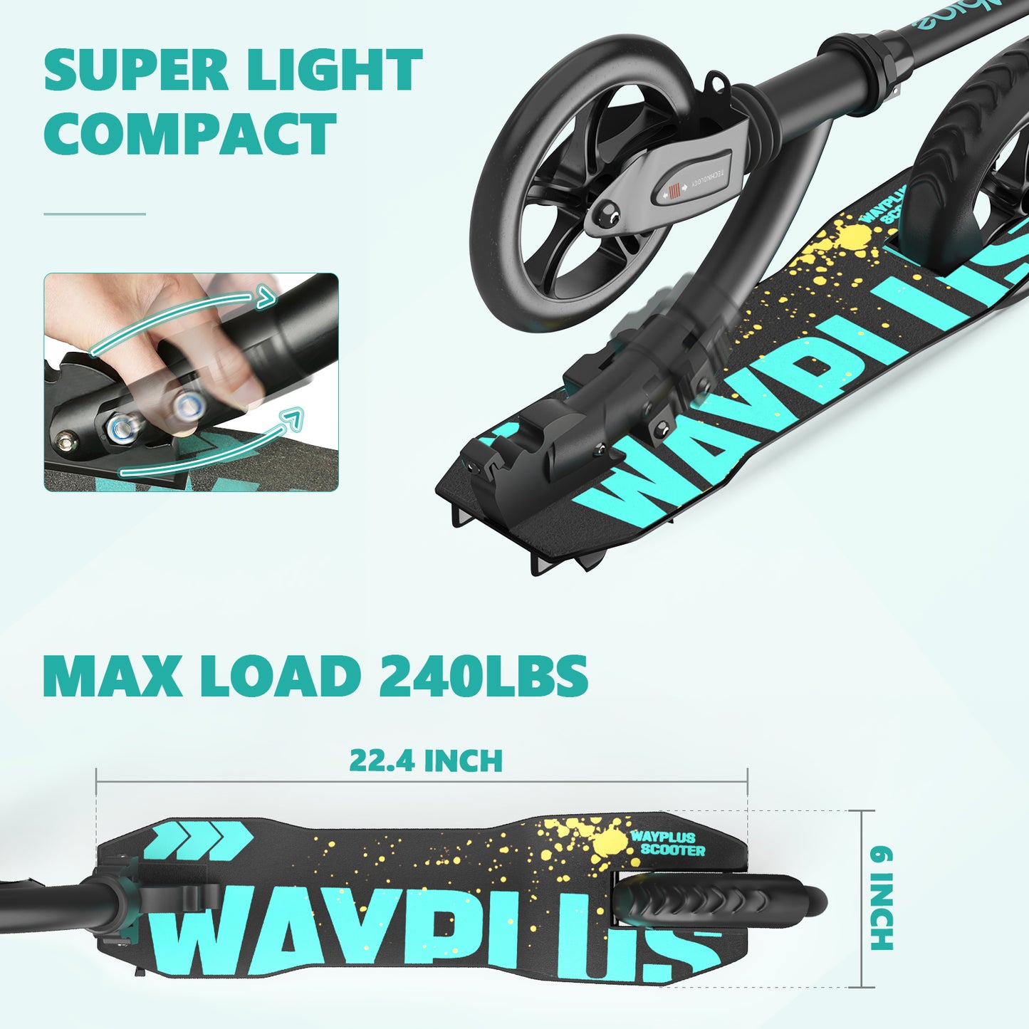 WAYPLUS Kick Scooter for Teens & Adults
