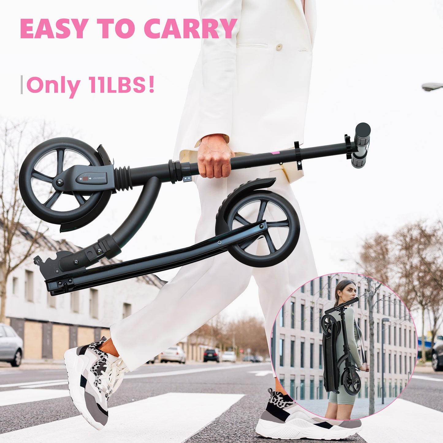 WAYPLUS Kick Scooter for Teens & Adults,Pink