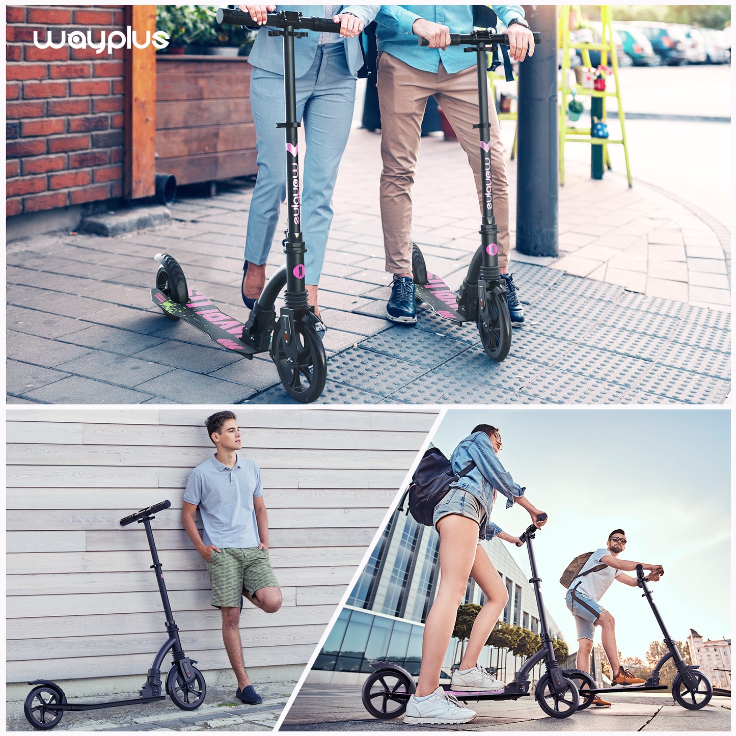 WAYPLUS Kick Scooter for Teens & Adults,Pink